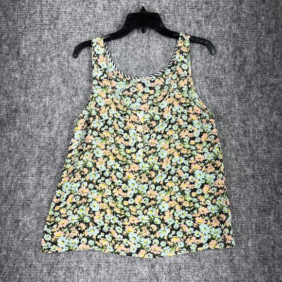 Volcom Shirt Womens M Floral Tank‎ Top Henley Festival Cottage Boho - Picture 1 of 6